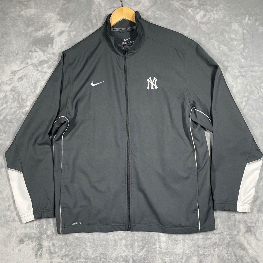 Nike Dri-FIT Mens XL New York Yankees Full Zip Track Jacket Grey MLB